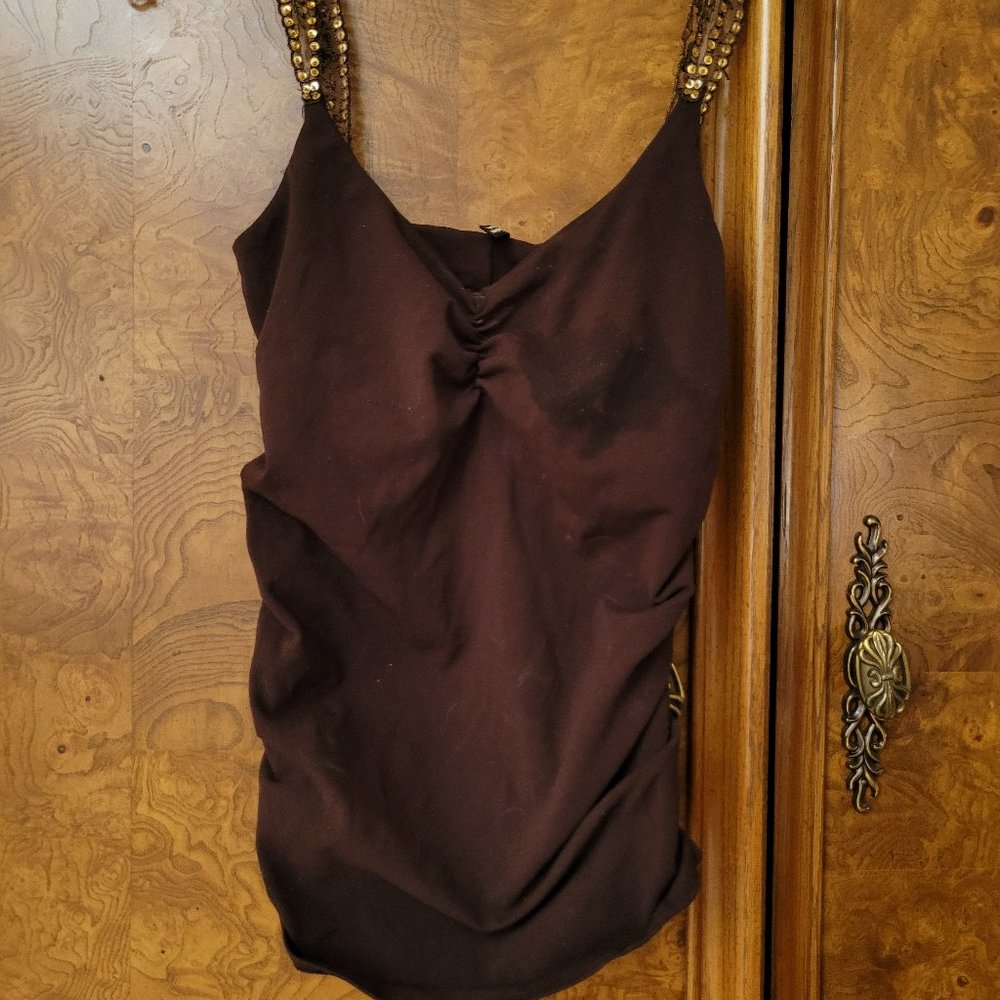 top, by Bordeaux seamless, brown with sequence straps, one size fits all